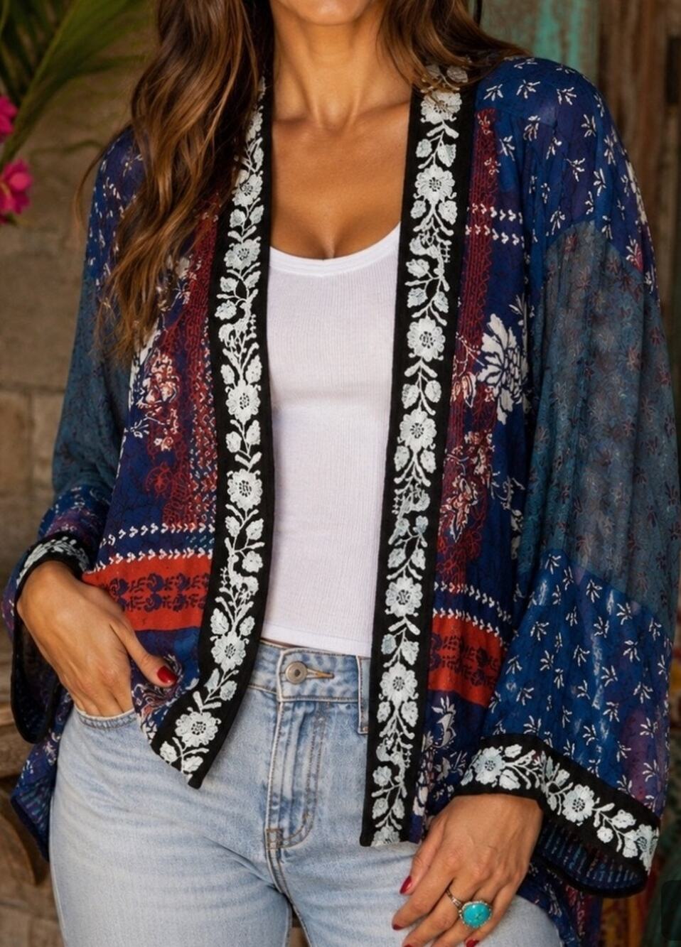 Johnny Was Esme Kimono: Luxurious Floral Embroidered Patchwork Jacket Designer